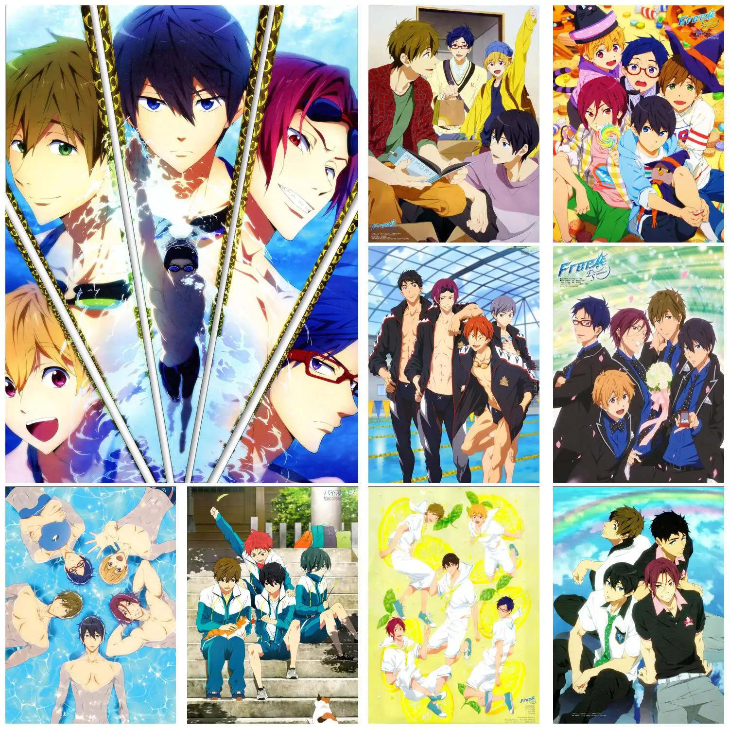 

free iwatobi swim club Anime Video Game Canvas Art Poster and Wall Art Picture Print Modern Family bedroom Decor Posters