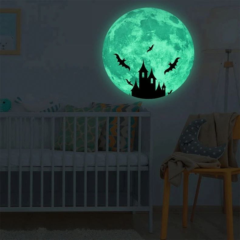 Leuchtende Mond-Wandaufkleber, Wohnzimmer, Schlafzimmer, Decke, Wanddekoration, leuchtende Aufkleber, fluoreszierende dekorative Wandaufkleber – Detail 5