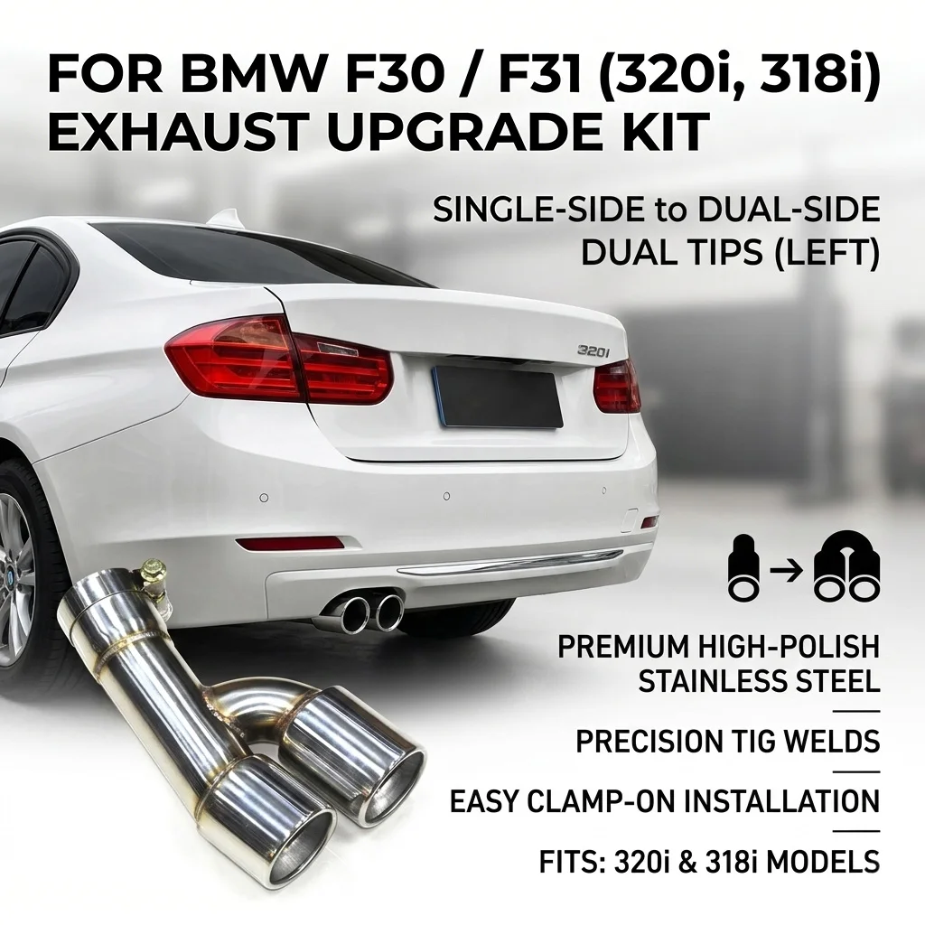 

Decorative Single to Dual Exhaust Tip For BMW F30 F31 3 Series 320i 318i 2013-2016 Stainless Steel Twin Tailpipe Upgrade