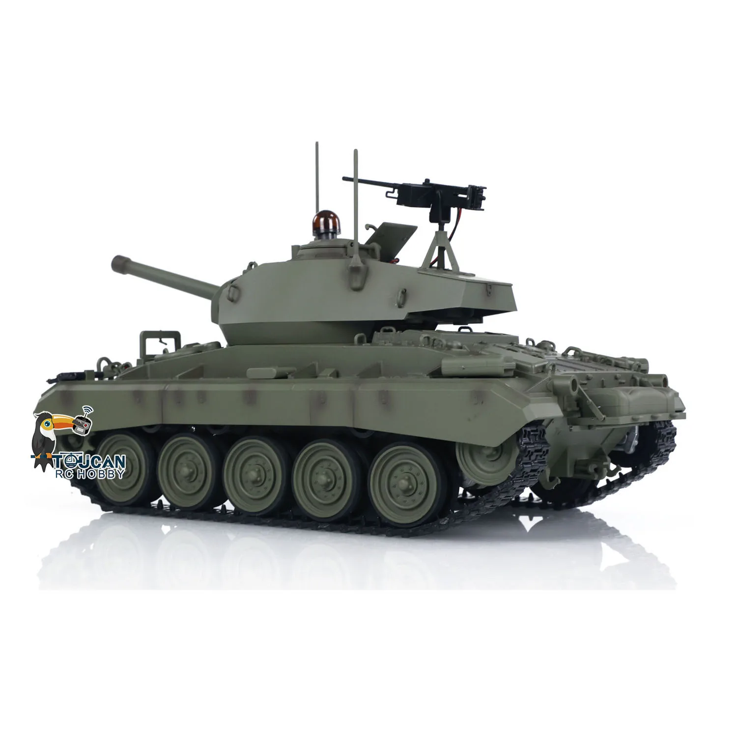 Carro armato leggero Tongde M24 Chaffee RC in scala 1/16 320 ° Modello militare telecomandato con riavvolgimento a canna a infrarossi con rotazione per hobbisti