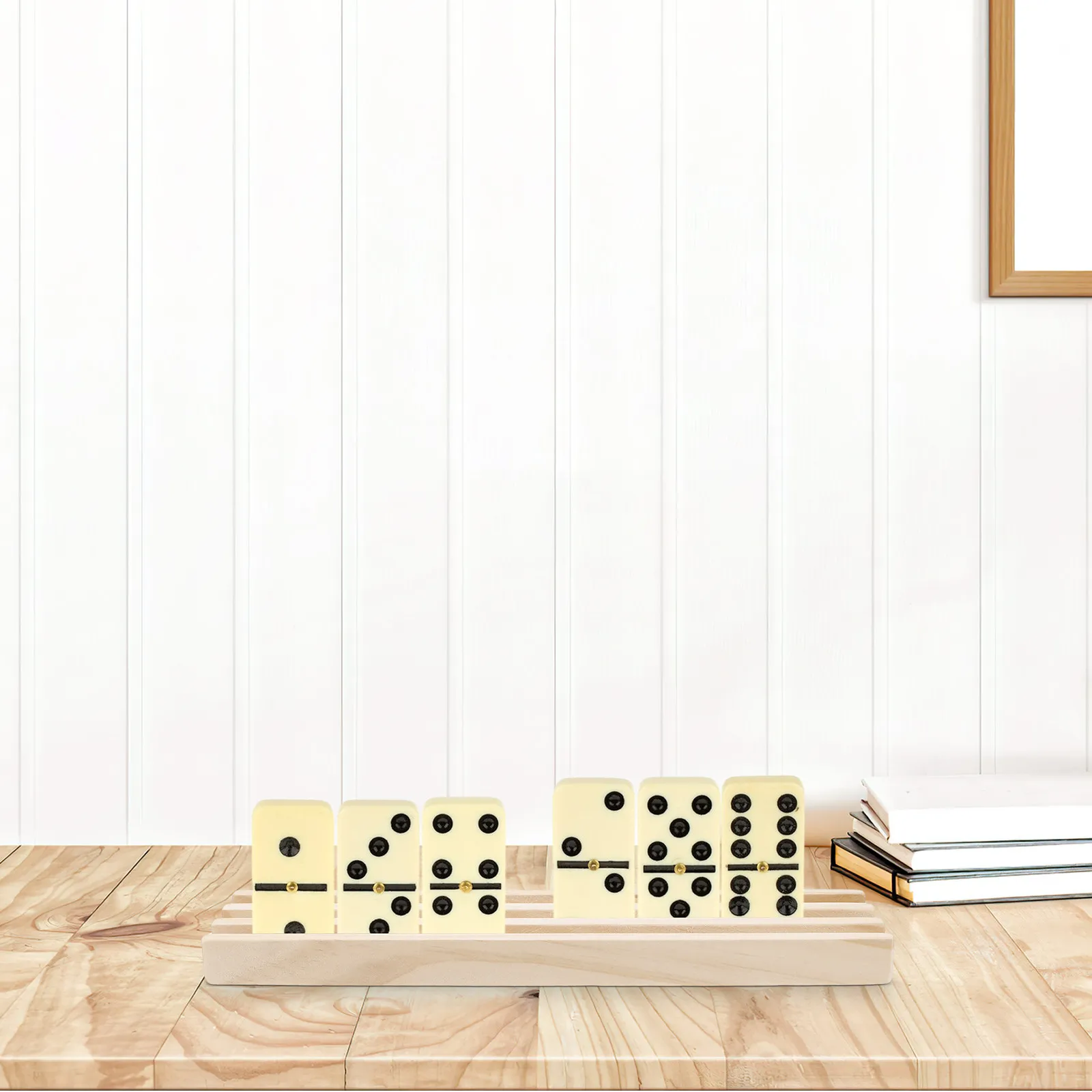 

Wooden Domino Tray Holder for Alphabet Games and DIY Crafts Elegant Minimalist Non-Slip Desktop Gaming Base Domino Racks