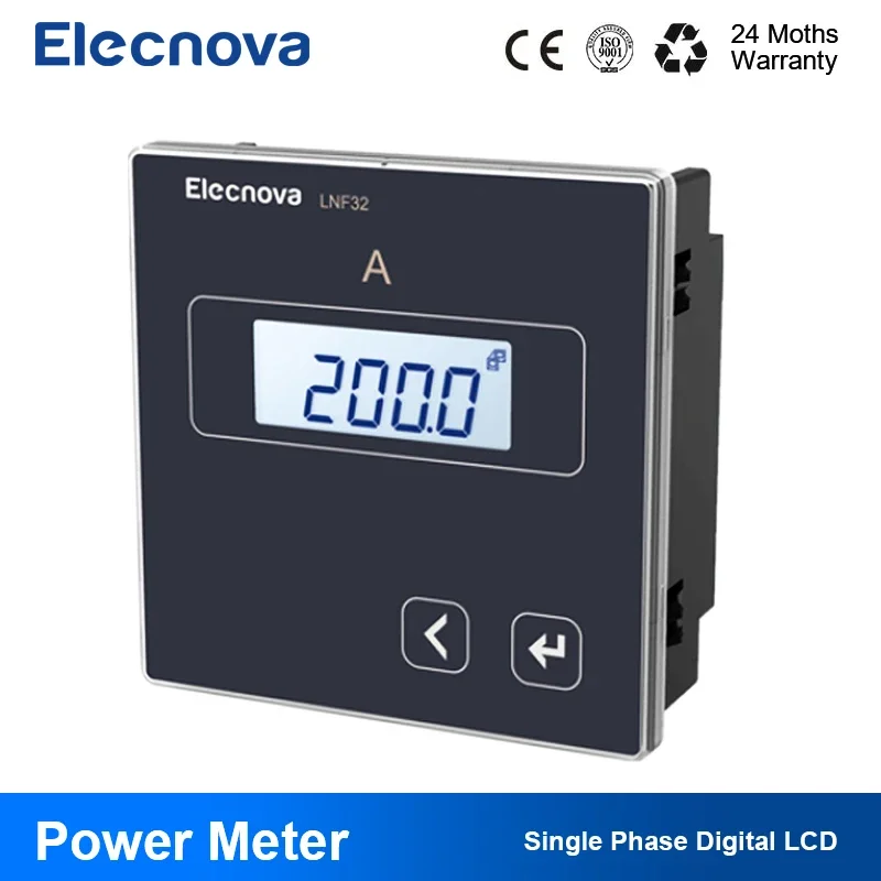 

Single Phase LCD Power Meter Volt / AC Ammeter Modbus 96mm Panel Mounted Amperemeter Meter Current Frequency-Support CT LNF32