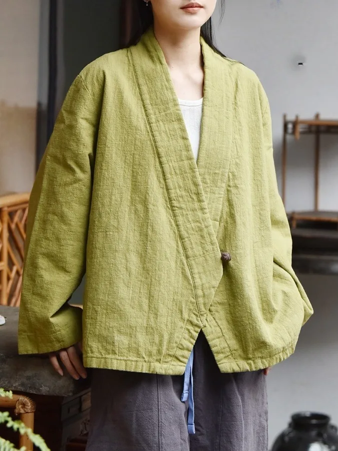 

Весенне-осенняя женская одежда в буддийском стиле для сидячей медитации, одежда для молитв, одежда для мирян, китайская короткая куртка