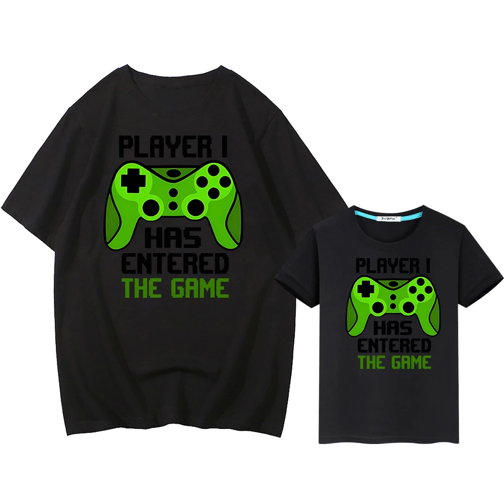 

gamepad printing t shirt for kids boy 10years 100%Cotton Short mom and daughter matching clothes Men women girls anime Tops y2k