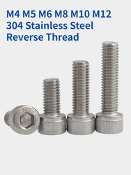 M4 M5 M6 M8 M10 M12 304 Stainless Steel Reverse Thread Screws Left Hand Tooth Hex Hexagon Socket Screw Cup Head Allen Bolts