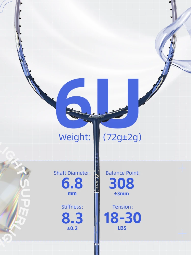 

Kawasaki 6U Super Light α Badminton Racket 2025 Brand New Head Heavy All-around Carbon raquette badminton Kawasaki Badminton