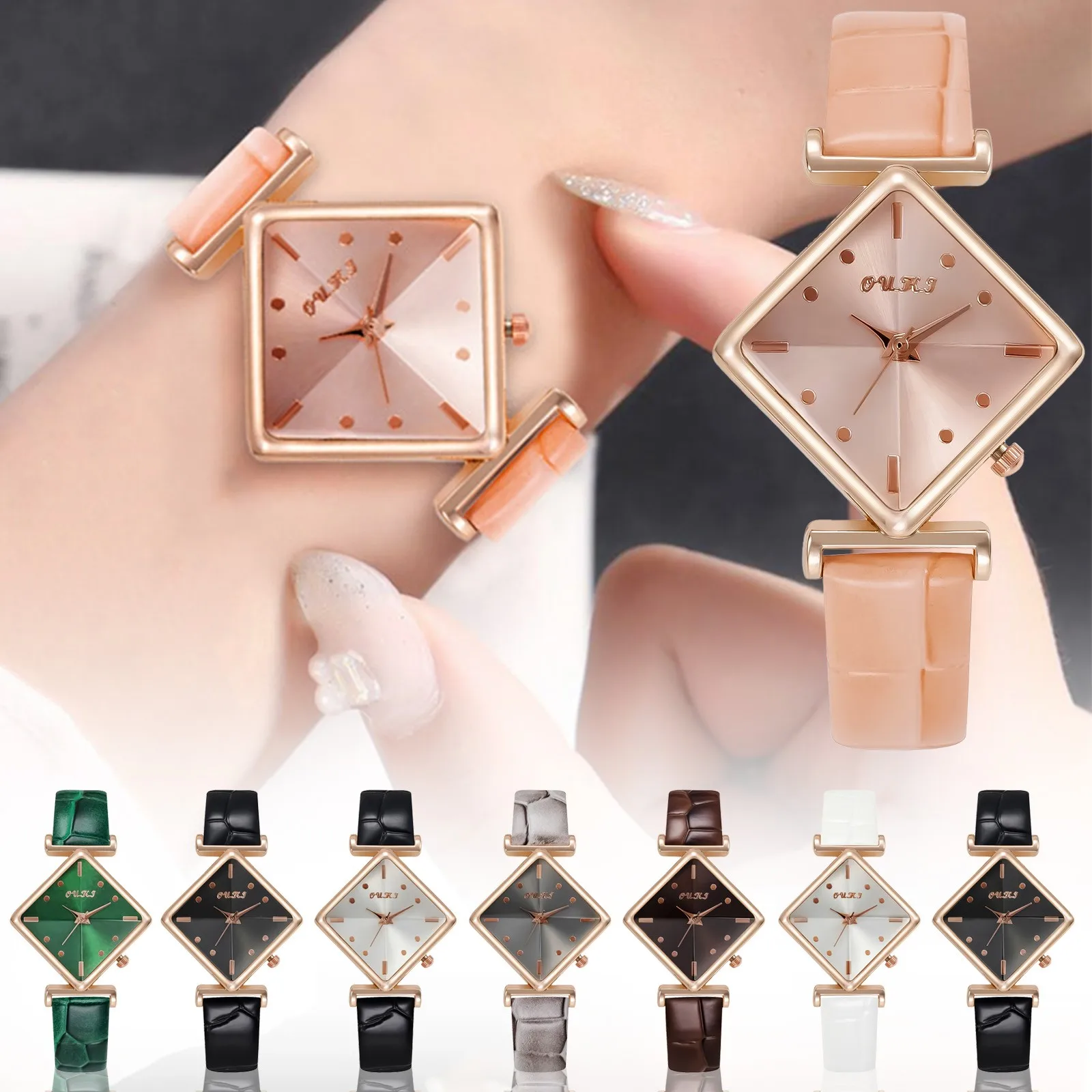 Jam tangan wanita desain belah ketupat modis jam tangan sabuk kulit antik jam tangan wanita modis kasual 2023 Montres Femmes