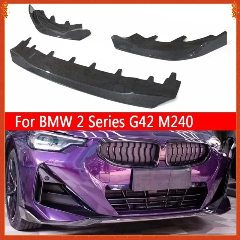 

For BMW 2 Series G42 M240 230i 240i Dry Carbon Fiber Car Front Bumper Diverter Spoiler Diffuser Front Lip Chin Upgraded Body Kit