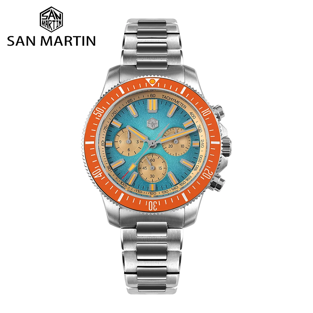 

San Martin 40mm Diver Chronograph Automatic Watch for Men Chinese Peacock SL-4801 Sapphire Luminous Waterproof 20Bar SN0118G-JS