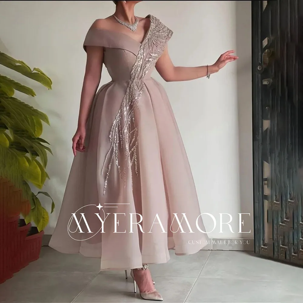 

2025 New Arrival Evening Dresses Elegant V Neck Cap Sleeve A Line Applique Chic Prom Dresses Formal Gowns فساتين سهرة Customized