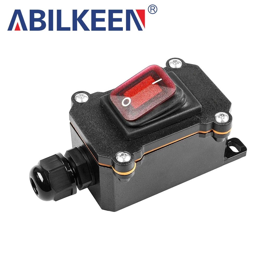

ABILKEEN Waterproof Ability IP66 Waterproof Design Switch 20A/125V 15A/250V Marine Waterproof Junction Box 4-Pin ON-OFF Switch