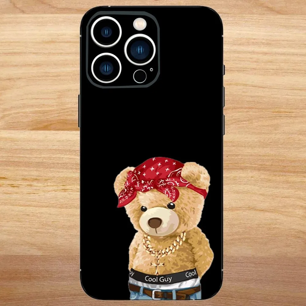 حافظة هاتف Baron F-Filou B-Bear لهاتف iPhone 16,15,14,13,12,11,Mini,Pro,SE,MAX غطاء أبيض غير لامع مقاوم للصدمات
