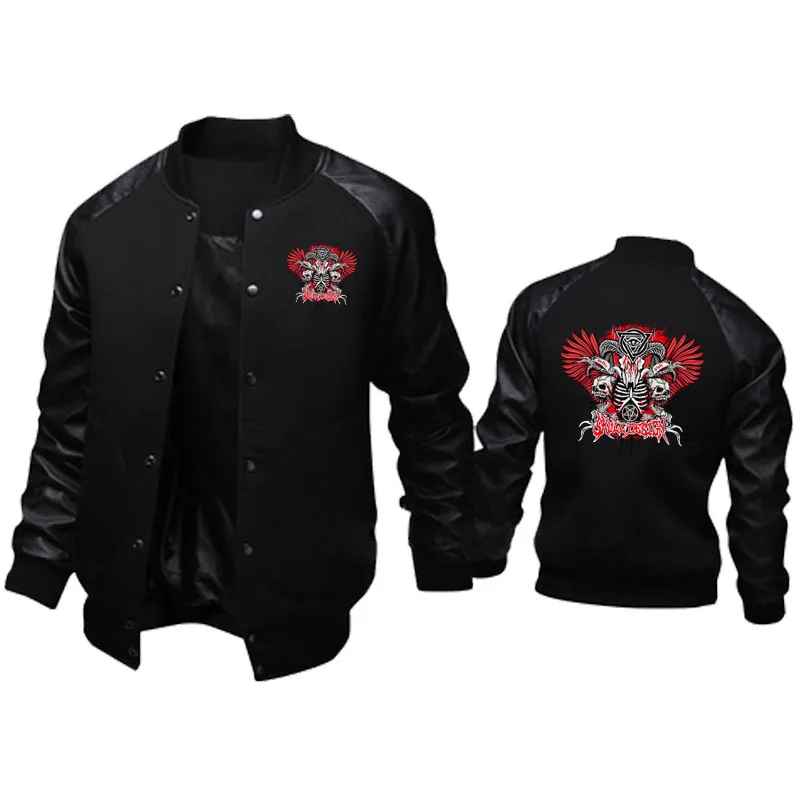 Schädel Herbst Lederjacke Mode Motorrad Freizeit mantel Herren Moto Biker Ledermantel hochwertige Mode lässig Herren jacke