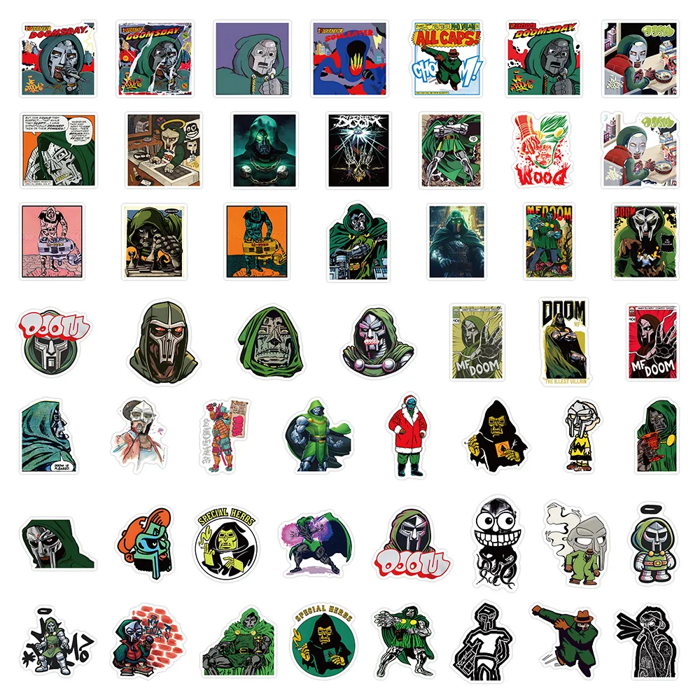 Pegatinas de rapero Mf Doom para casco de cantante de Hip Hop, pegatinas para monopatín, equipaje, portátil, guitarra, juguetes, calcomanías de