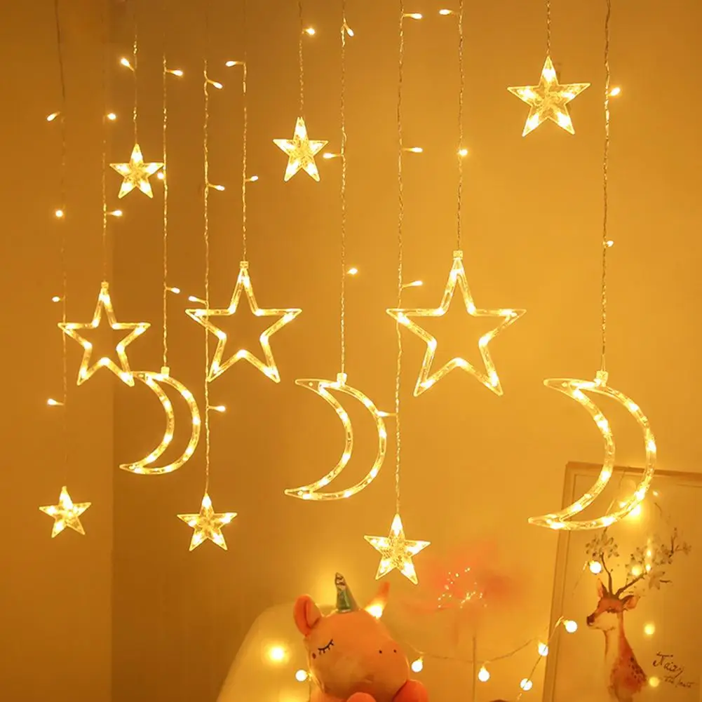 

Led String Lights 8 Flashing Modes Ip44 Wat erproof Stars Moon Christmas Decorative Lights Curtain Lamp