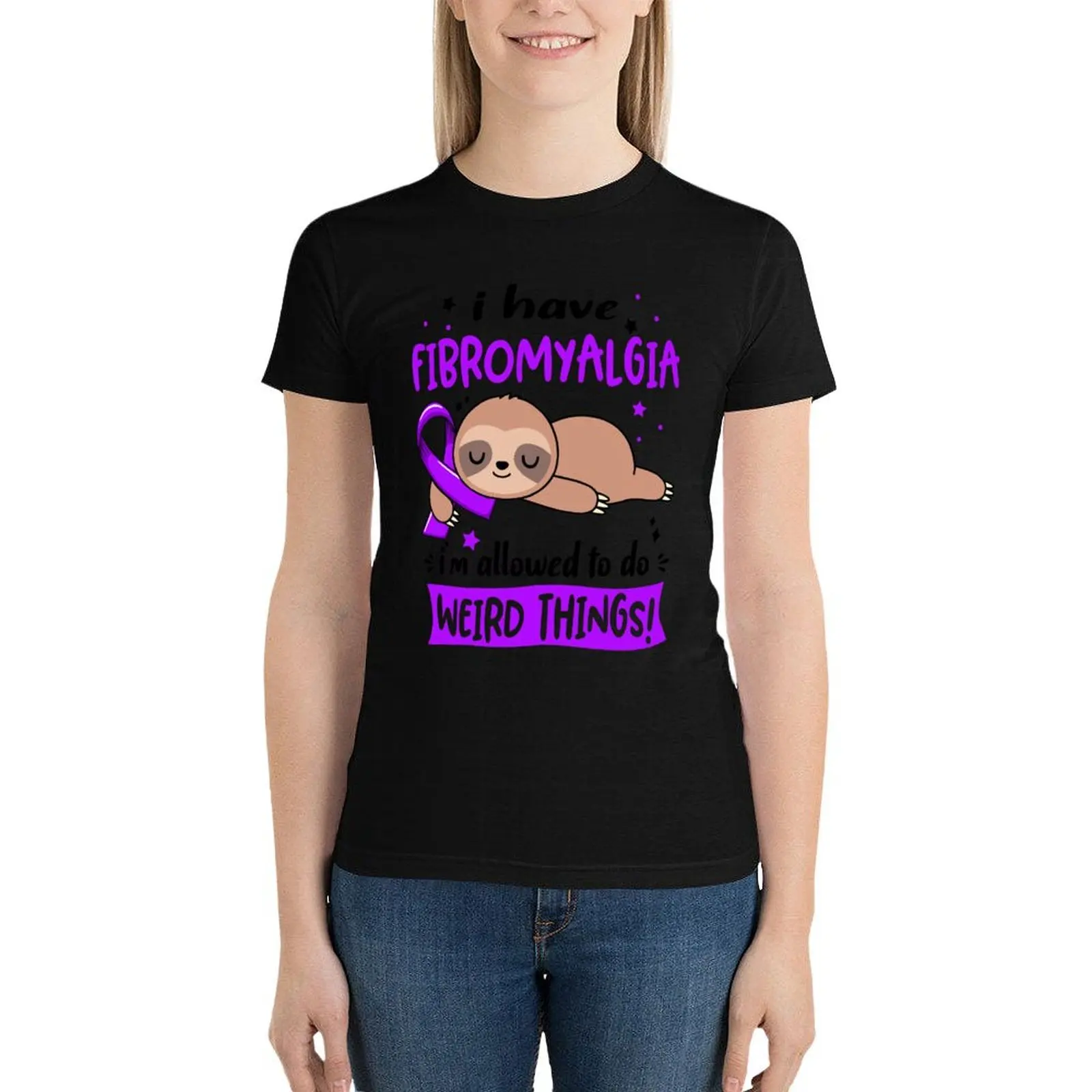 Fibromyalgia Awareness Funny I have Fibromyalgia i'm allowed to do Weird Things! T-Shirt graphics white t-shirts for Women