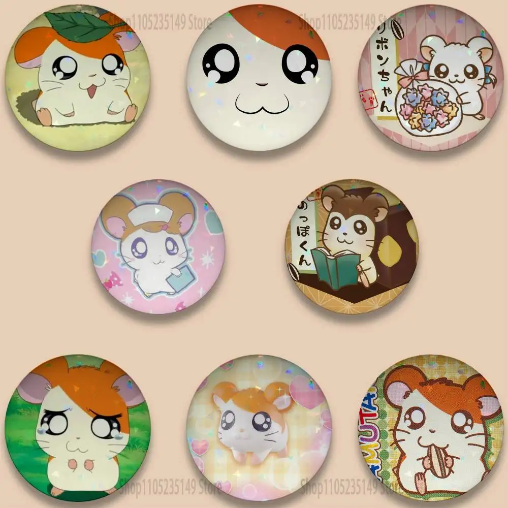 

Cartoon Hamtaro Hamster Pins 58mm Cute Cartoon Badge Handmade Brooches for Backpack Accessories Jewelry Gifts