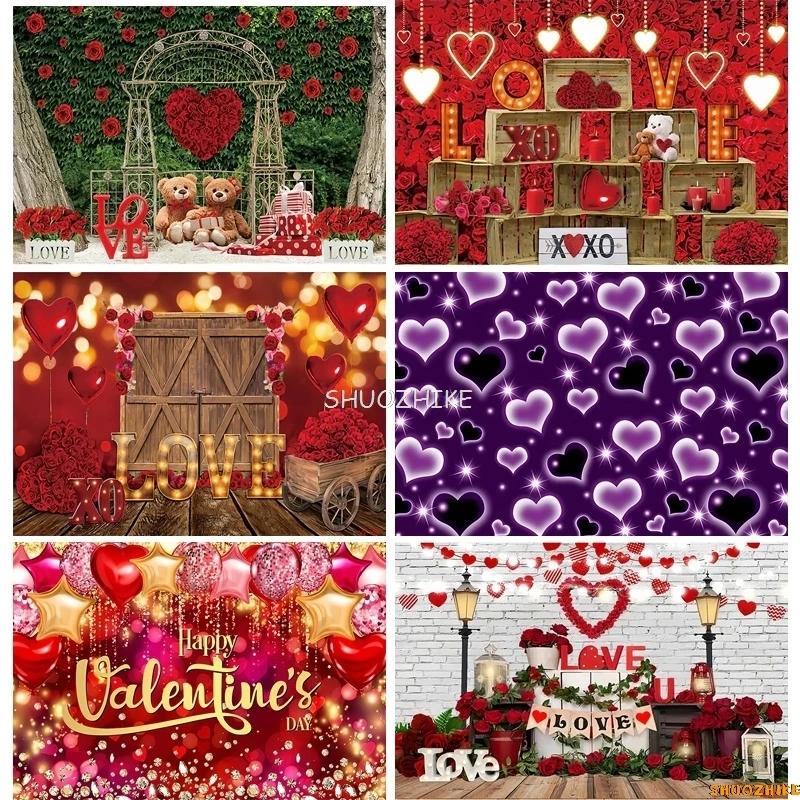 Sfondo di san valentino Red Rose Love Bridal Wedding Pre Wedding Party neonato compleanno fotografia fondali puntelli VA-01