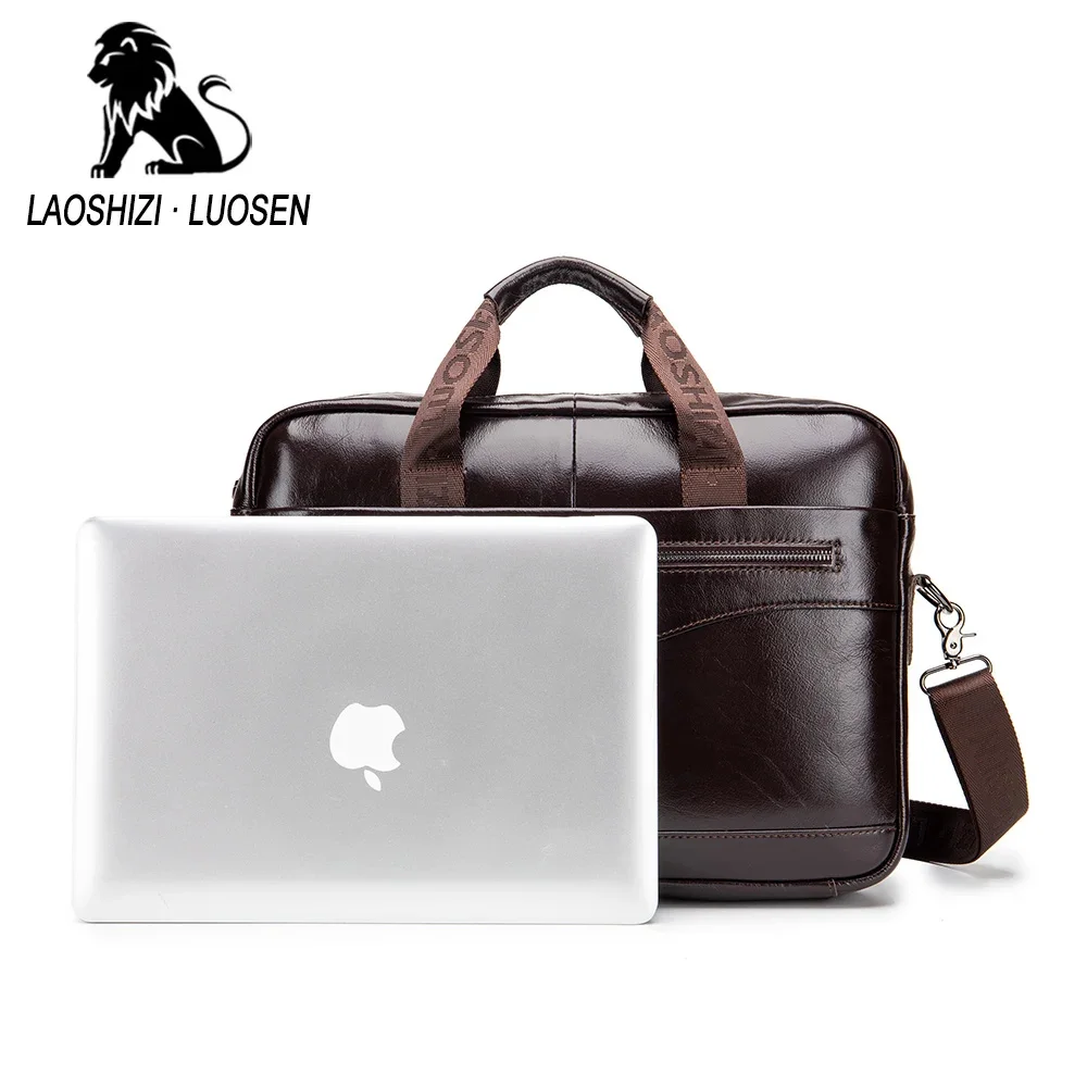 Luxury Brand Messenger Bag Men Genuine Leather Handbag Vintage Shoulder Cowhide Male Briefcases Laptop Crossbody For