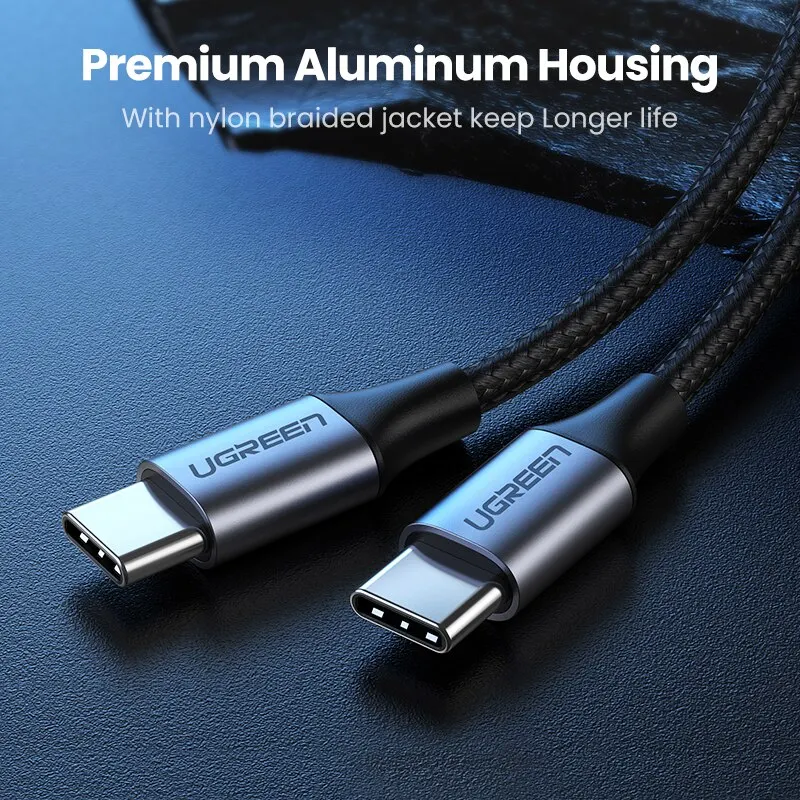 Ugreen USB C to USB C 타입 케이블, 맥북 프로 아이패드 2020 USB 충전기 와이어, 삼성에 적합한 S20 화웨이 고속 충전 4.0 PD 60W 케이블