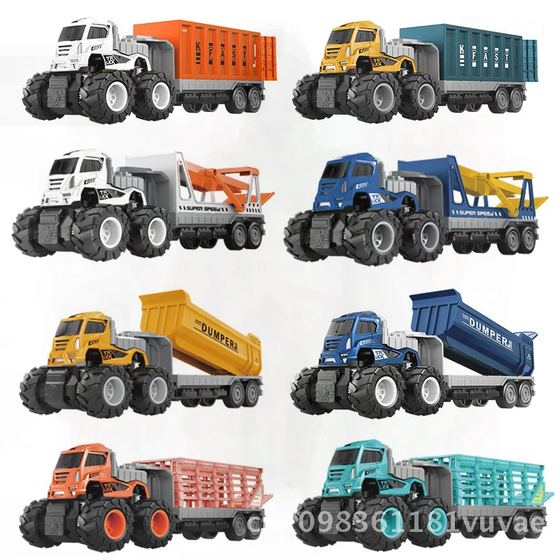 Ensemble de jouets de véhicule d'ingénierie en alliage pour enfants, grand camion à benne basculante à inertie et pelle, voitures jouets, thème de Construction, ensemble de jeu éducatif