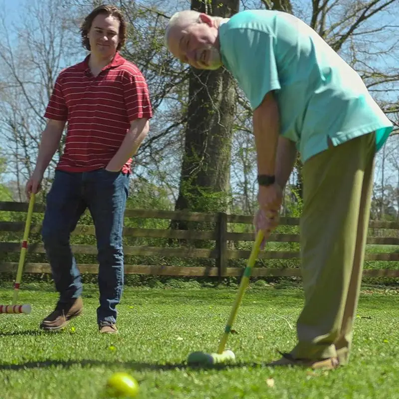 Conjunto de croquet para 6 jogadores, conjunto engraçado de jogo de gramado, conjunto de boliche de madeira reutilizável, kit de esportes ao ar livre para homens e mulheres