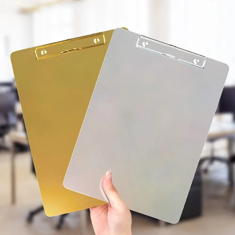 Stainless Steel A4/A5 File Folder Gold/Silver Multifunction Test Paper Storage Folder Hard Writing Clipboard