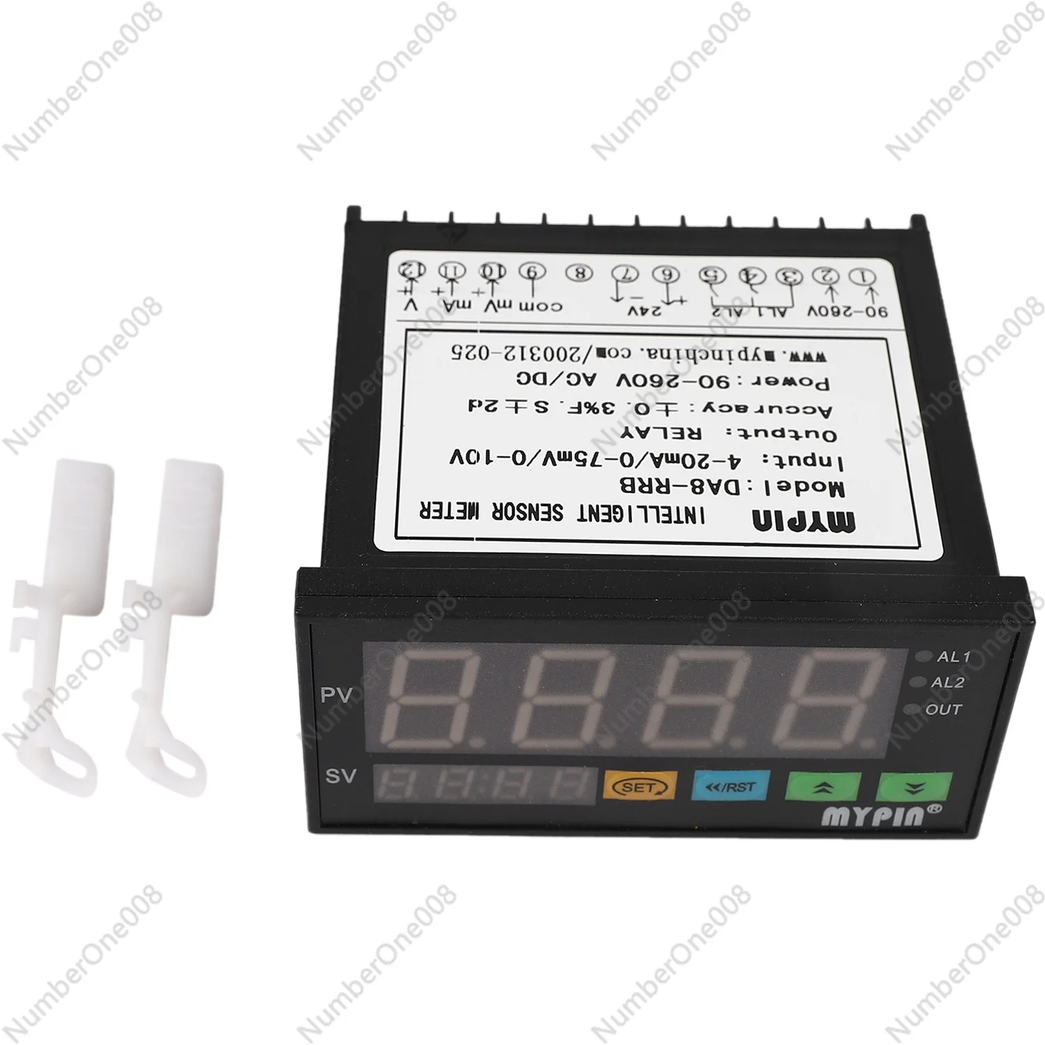 

mypin Digital Sensor Meter Multi-Functional Intelligent Led Display 0-75Mv/4-20Ma/0-10V 2 Relay Alarm Output Da8-Rrb