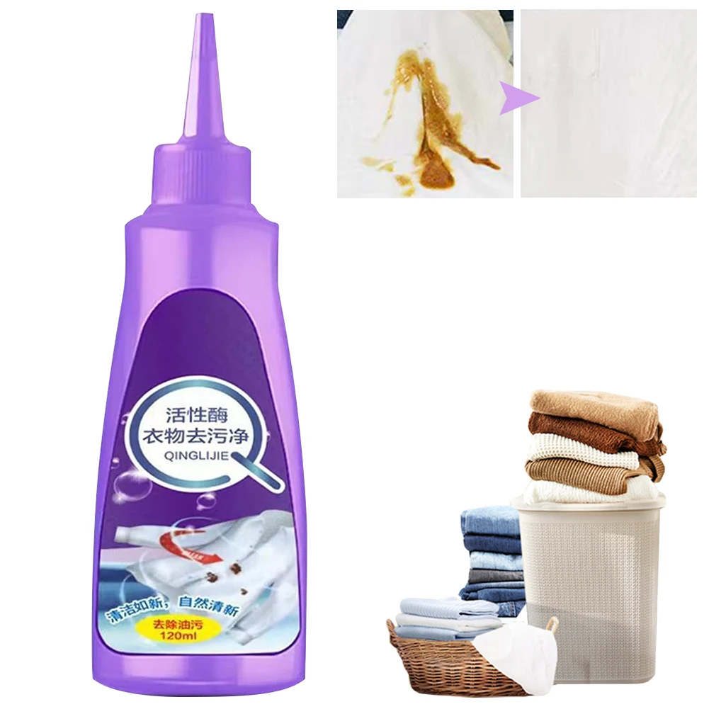 120 ML High Efficiency Active Enzyme Laundry Detergent White Shirt Guardian Works on Most Coffee Mud Grease Oil Stain Remove