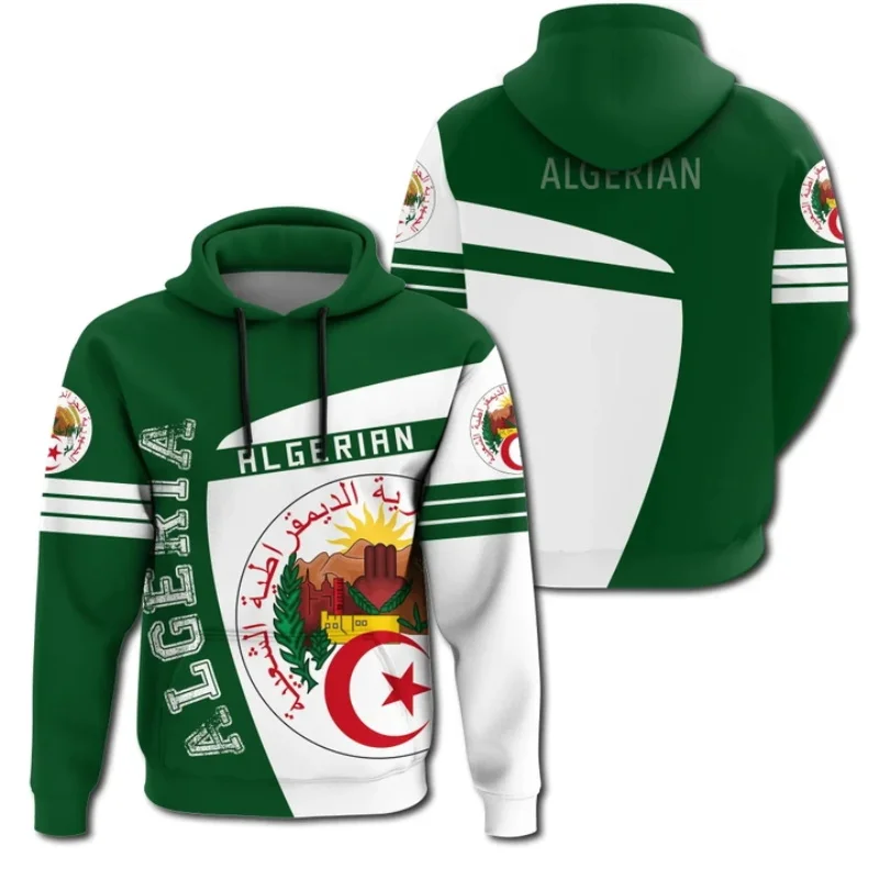 

Algeria Active Flag Hoodie For Men African Region Men's Printed Casual Oversized Hoodie Mens Long Sleeve Sport Tracksuit Coat