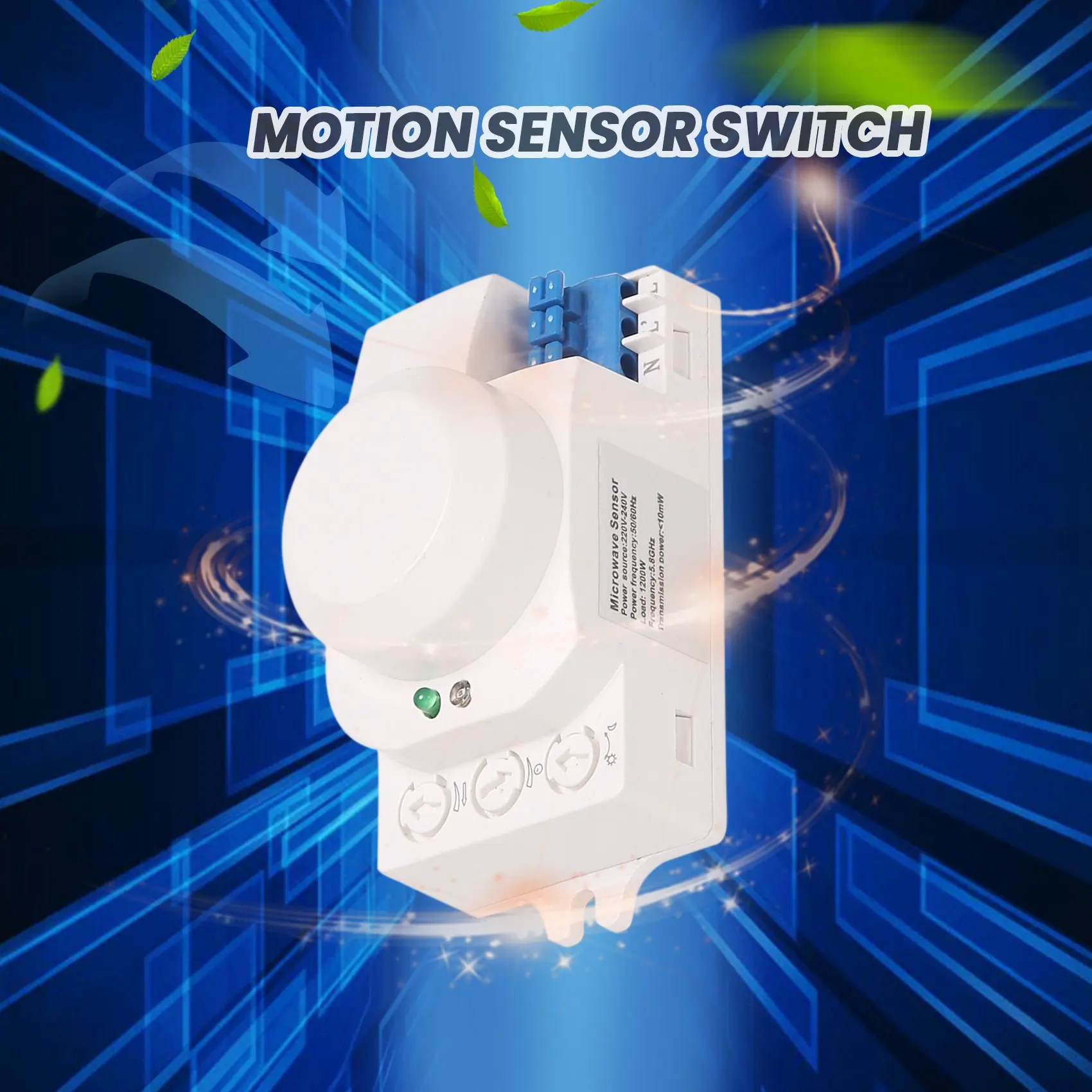 Novo sistema hf de 5.8ghz led micro-ondas sensor de movimento de 360 graus interruptor de luz detector de movimento corporal