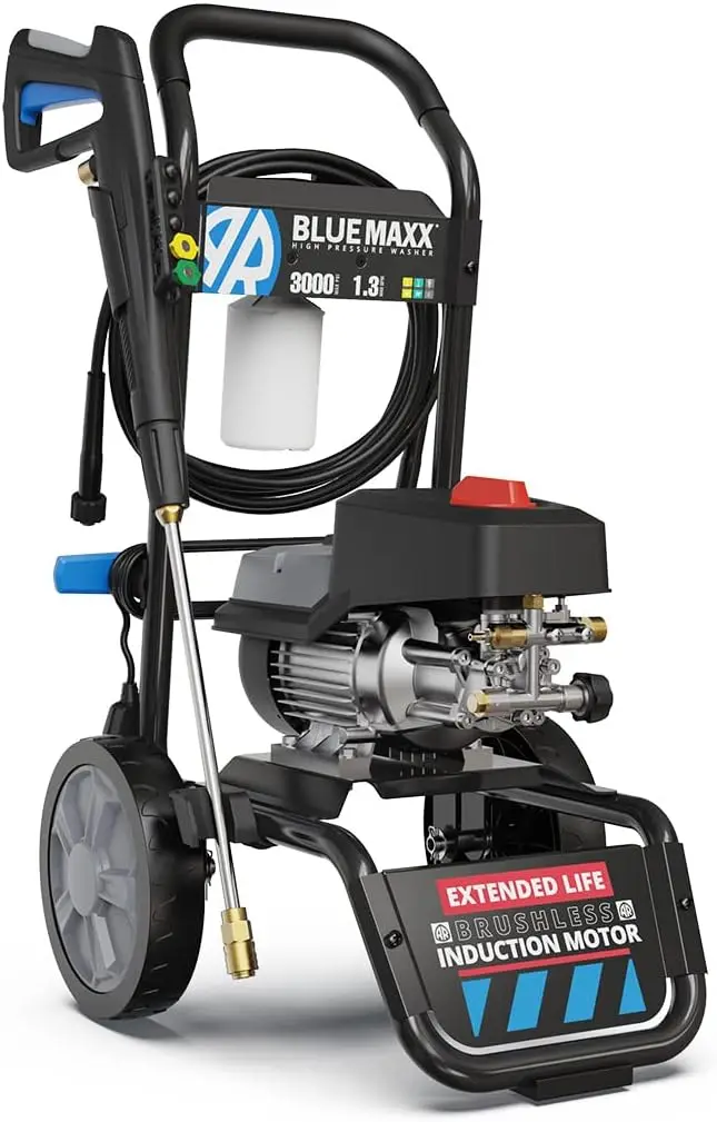 

Electric Pressure Washer-3000 PSI, 1.3 GPM, 15 Amps Quick Connect Accessories, Two Wheel Trolley, On Board Storage, Portable Pre