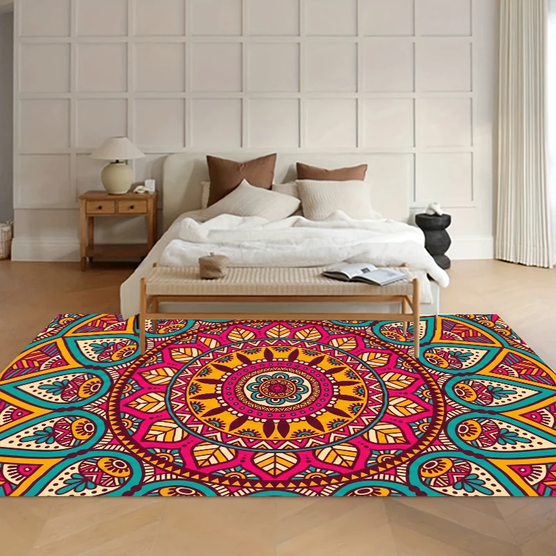 1pc Indian Patterned Carpet Non Slip Floor Mat  for Decorative Floor Mat in Living Room Bedrooms Fitting Room and Bathrooms Rugs