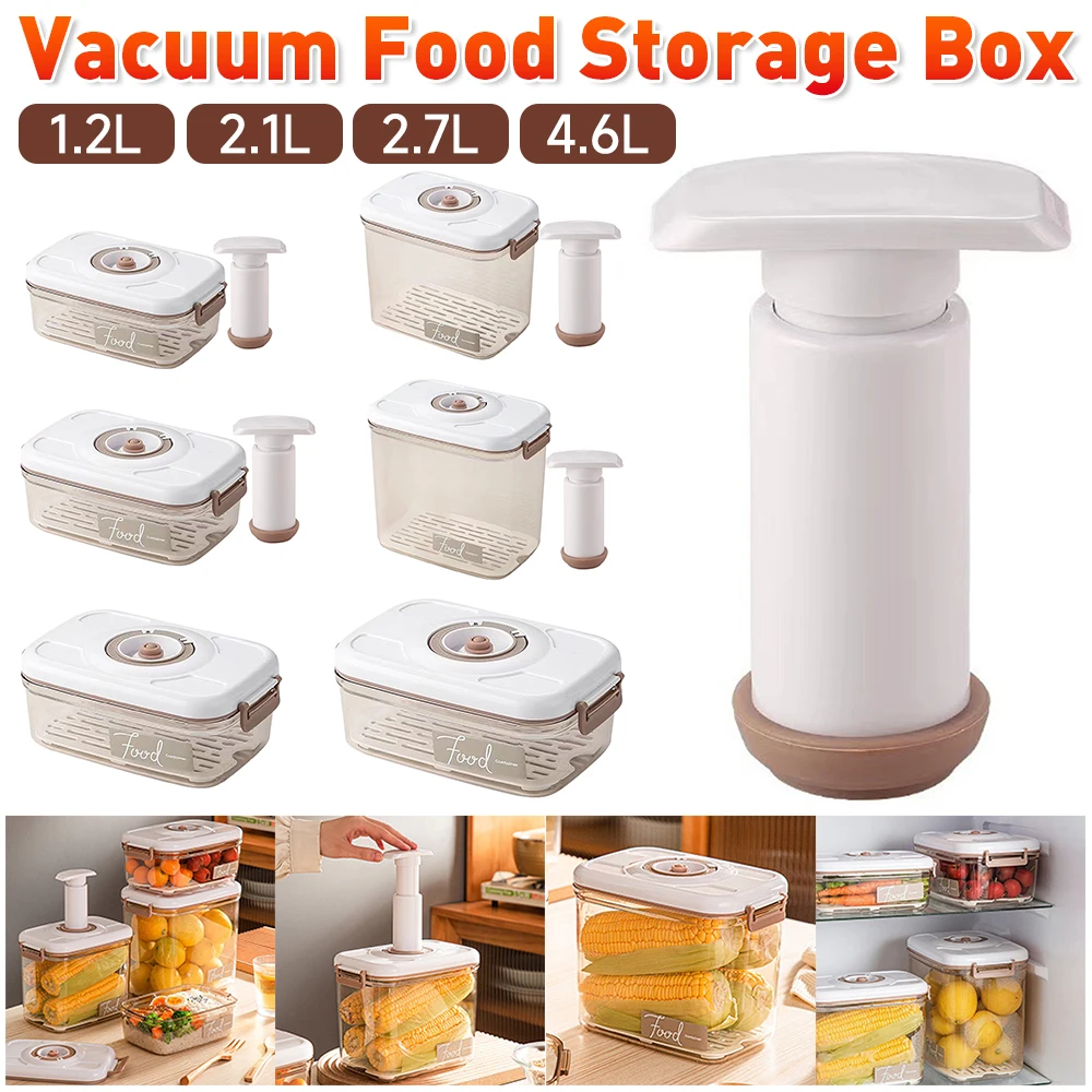 Vacuum Food Storage Box Large Capacity Sealed Food Storage Container with Air Pump Vacuum Organizer Boxes Kitchen Accessories