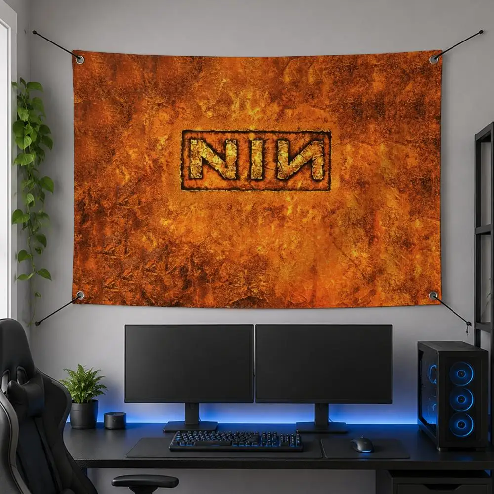 Band Industrial Alternative N-Nine Inch Nails Flags Flag Banner for Bedroom Dorm Party Home Living Room Game Room Gift