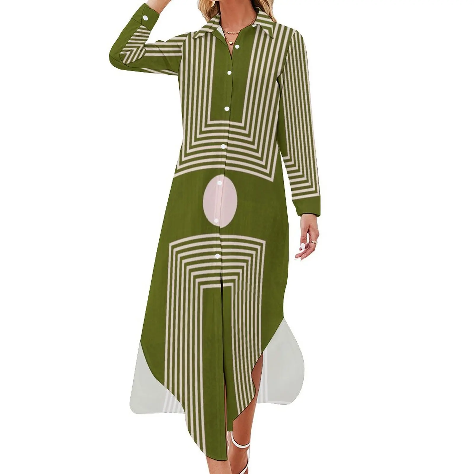 

Mid century modern rainbow Long Sleeved Shirt Dress dresses for official occasions summer dress womens 2024 dresses for womens