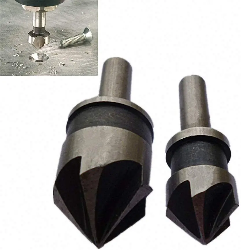 2 pz/set 5 flauto svasatore punta HSS 82 gradi punto angolo smusso taglierina 1/4 "gambo rotondo per elettroutensile