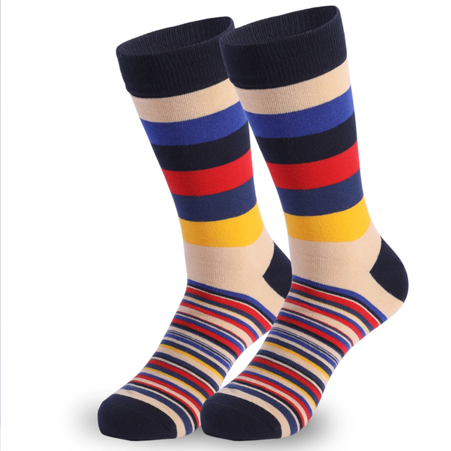 5Pairs Mens Fun Dress Socks  Pattern Funny Socks Pack,Colorful Striped Combed Cotton Novelty Socks,Cool Breathable Casual Socks