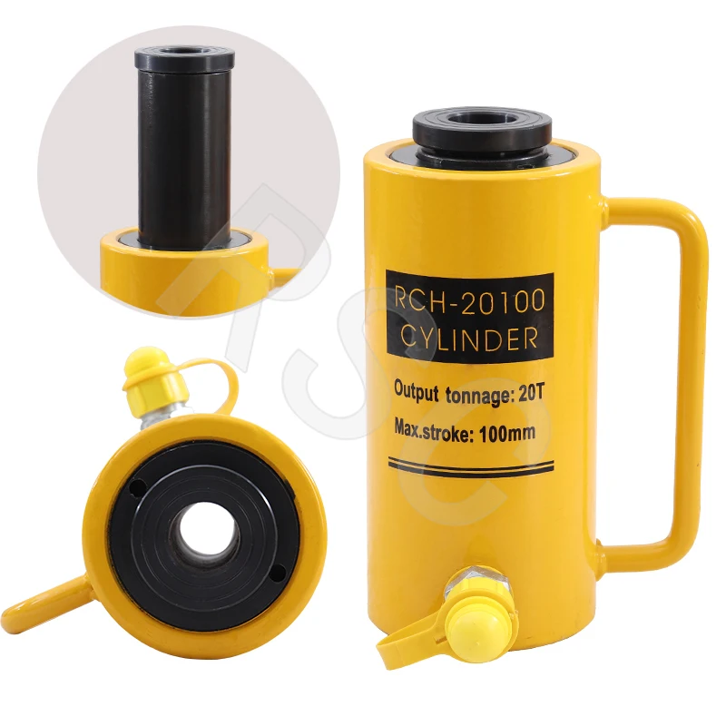 (Combination Set) Manual Hydraulic Pump CP-700 Match RCH-20100 Hollow Hydraulic Jack Output 20 Tons Stroke 100mm