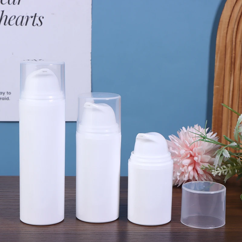 15ml 30ml 50ml Plastic Travel Bottles Cream Refillable White Airless Pump Emulsion Vacuum Lotion Bottle Makeup Cosmetics For Gel