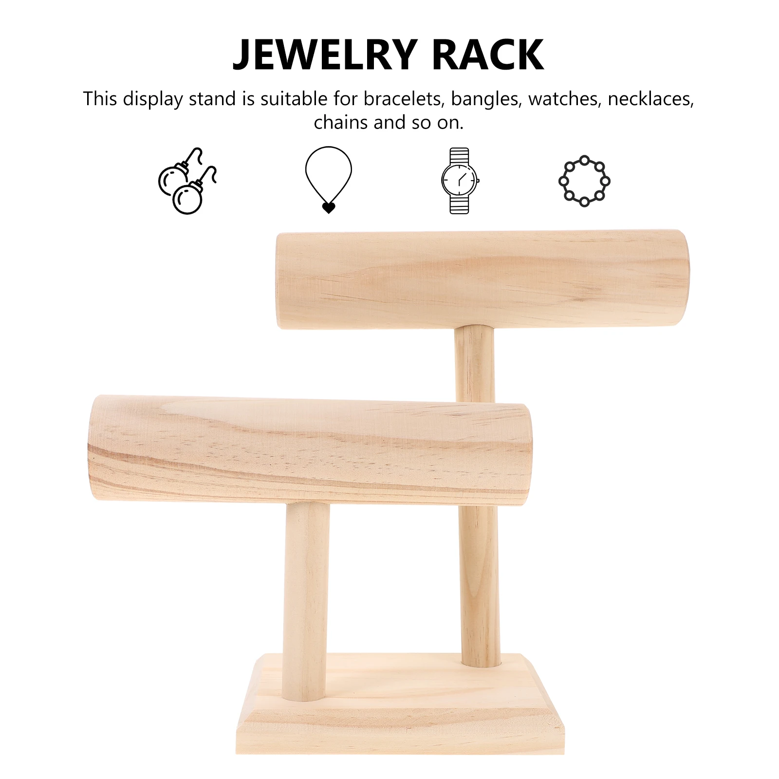 

1Pc Distinctive Wooden Jewelry Organizer Stand Double Layer Display Rack For Bracelets Bangles Watches Necklaces Holder