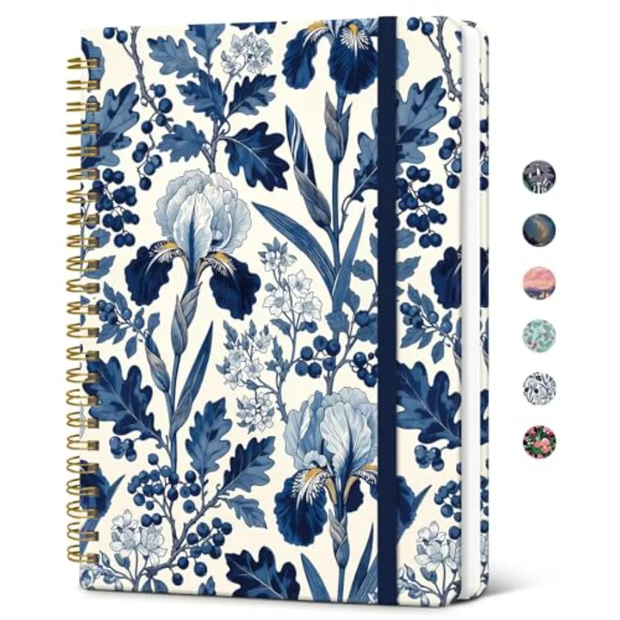 

Lined Spiral Journal Notebook for Women, Pretty College Ruled Notebook for Work and Note Taking, A5 Hardcover Journal for Writi