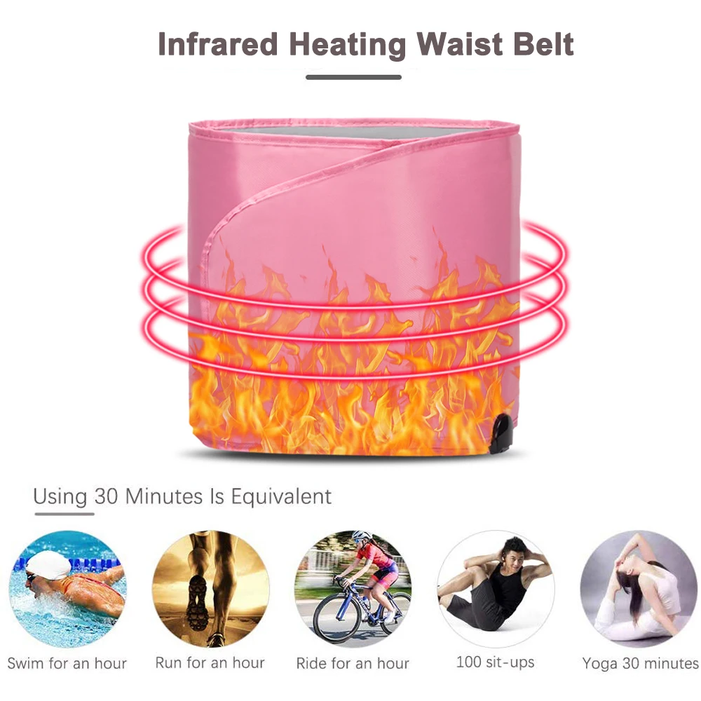 Heating Sauna Waist Belt Infrare Portable Slimming Massage Belt Weight Loss and Detox Relieves Lumbar Pain Warm Uterut for Women