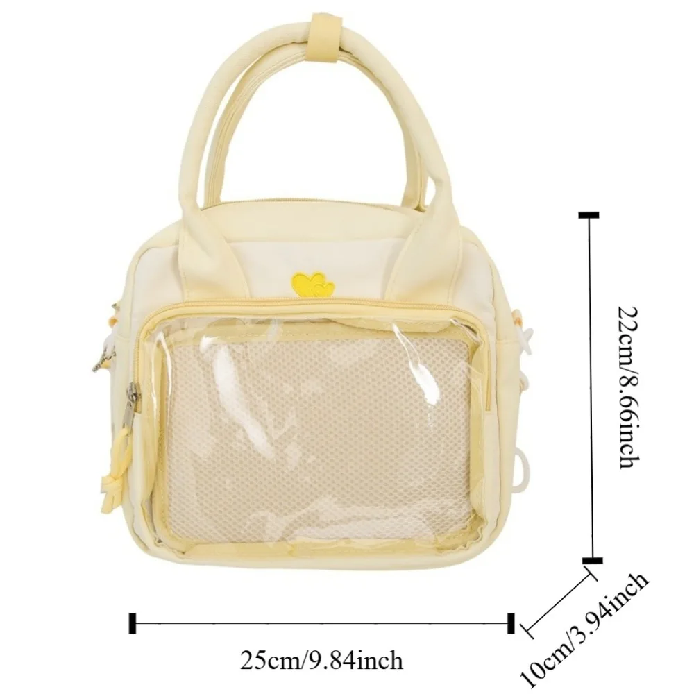 Y2K Transparent Japanese Shoulder Bag JK Itabag Students Cartoon School Bag Handbag All-match Clear Toys Pocket Backpack