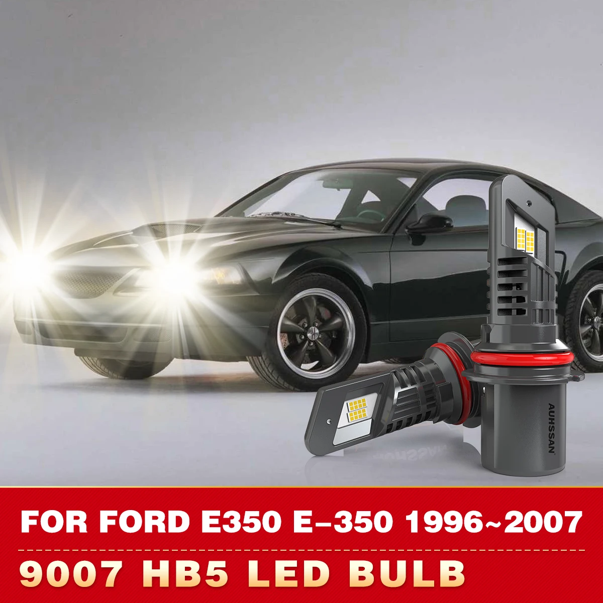 2x 9007 HB5 Led Canbus Headlight Bulb 24000Lm High Low Beam Fog Light  With Fan Led High Power For Ford E350 E-350 1996~2007