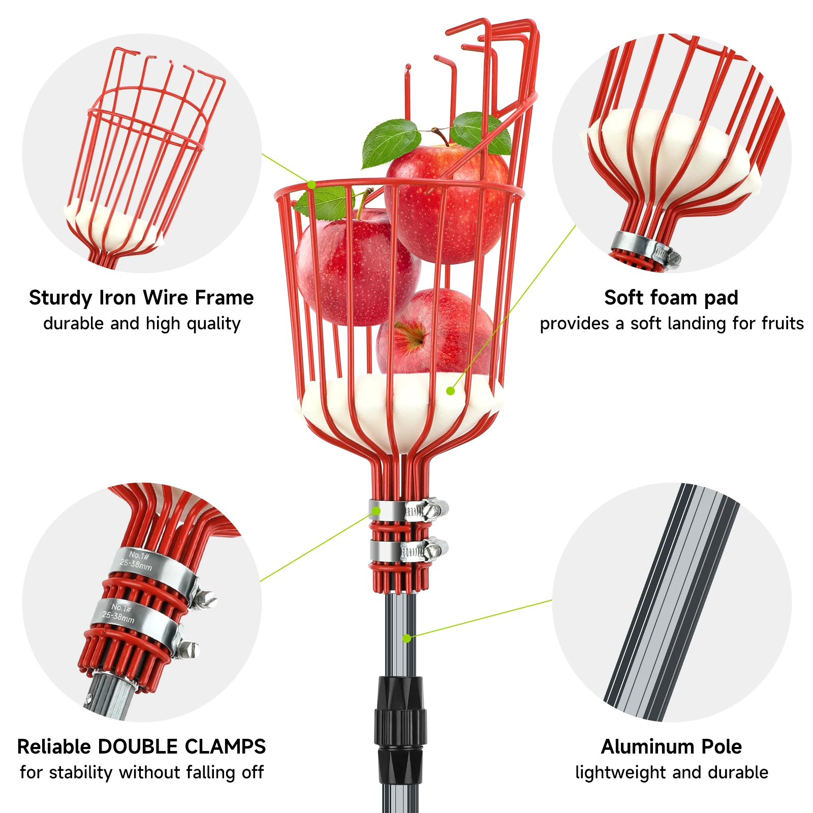 ผลไม้ Picker เครื่องมือ 5 M/3. - Fruit Picker Basket Telescopic Pole บทวิจารณ์และราคา