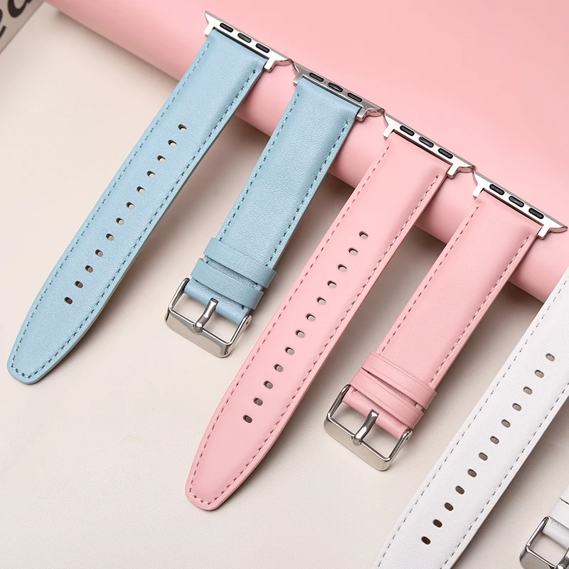 watch band is available in 8 colors, Apple watch band 7/SE/6 generation iwatch5 band 49mm pure texture 41mm top leather