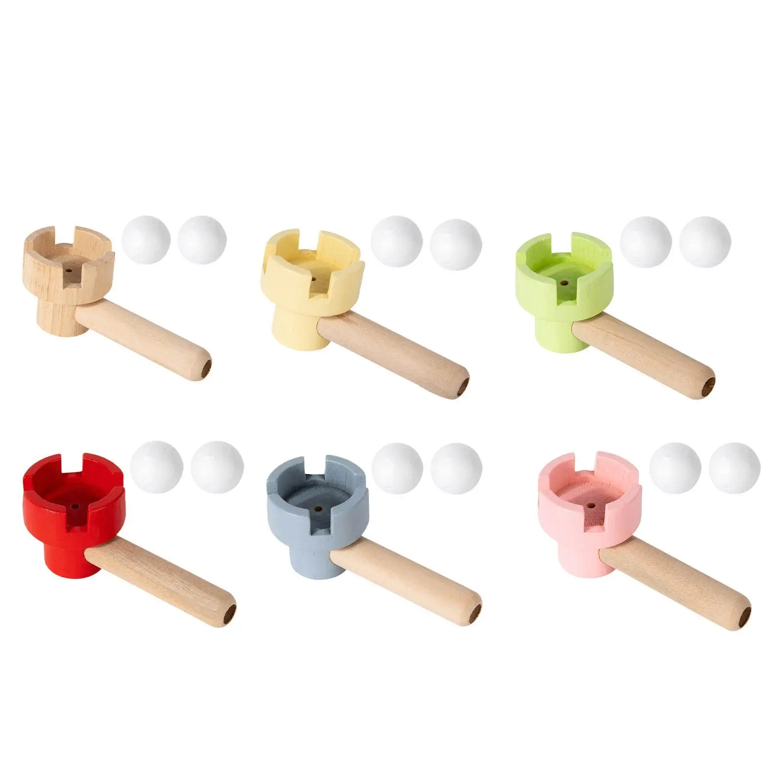 Floating Blow Pipe Balls Toy Portable Wooden Games Classic Balance Blowing Toys Fun for Boys Girls Kids Children Birthday Gift