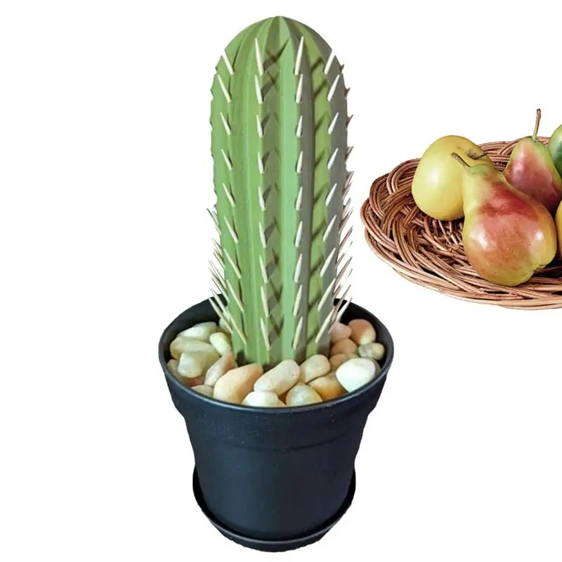 

Automatic Toothpick Dispenser 3D Printed Cactus Shape 117 Holes Toothpick Holder Dispenser Easy Access Toothpick Dispenser