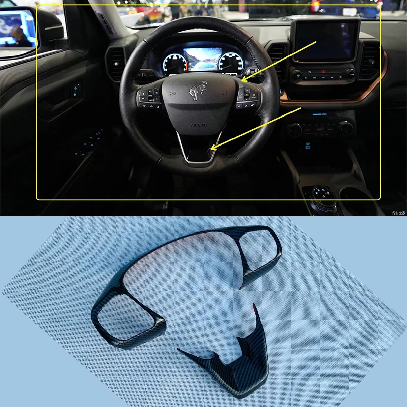 

Car Products Fit for Ford Bronco Sport CX430 2021 Accessories Steering Wheel Panel Cover Molding Garnish 2pcs Interior Parts
